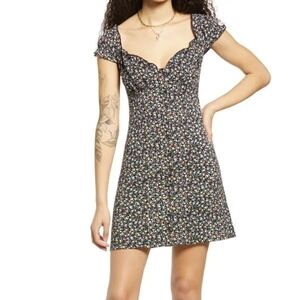 BP Bustier Detail Knit Minidress Black Multicolor Floral Small S